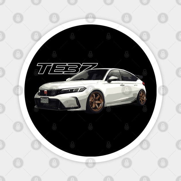 jDM te37 FL5R HOT HATCH OEM champ white 11th gen Magnet by cowtown_cowboy